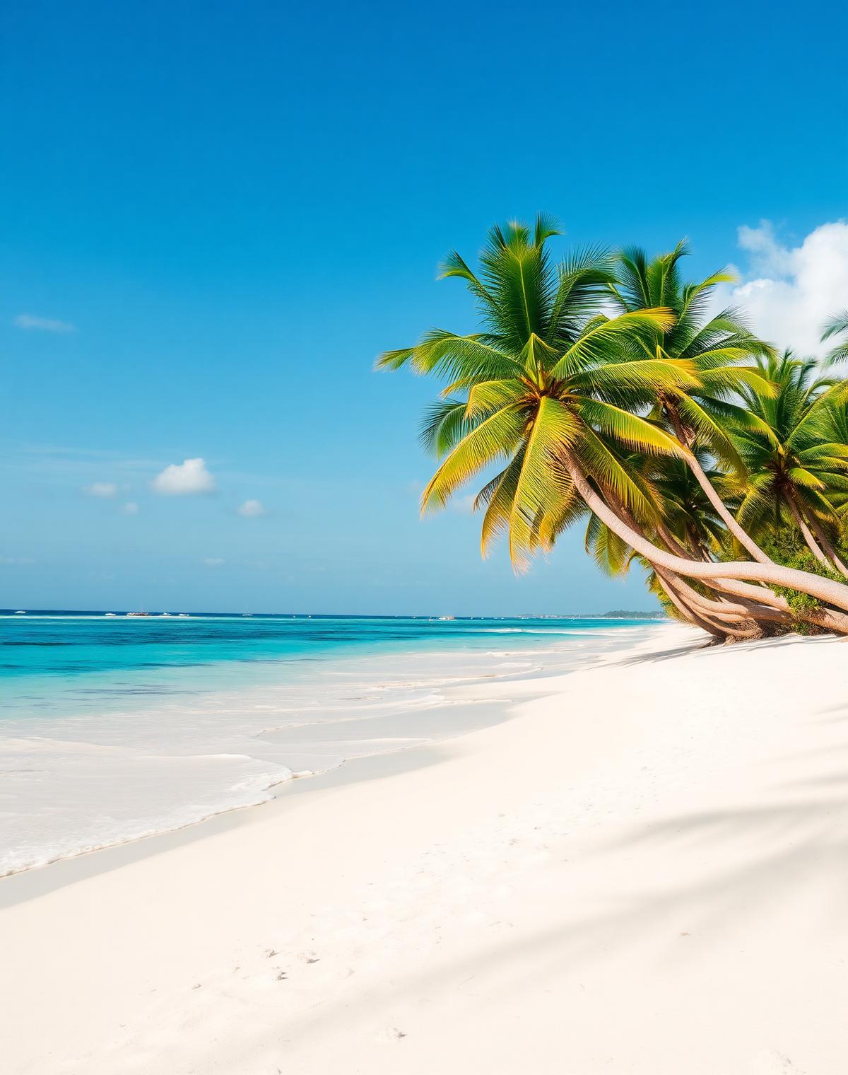 Palm trees on a white sand beach